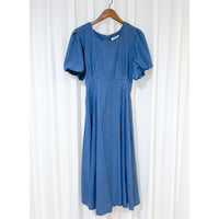 (後綁帶秒變高腰) Denim 牛仔色束高腰腰下車褶連身裙, Dress/ DS9634