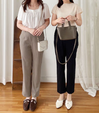 (全條彈性! 不貼修腳)Basic Comfy, Pants 彈性後橡筋小寬鬆修腳西褲/ PT8433 (部分碼數/色現貨)