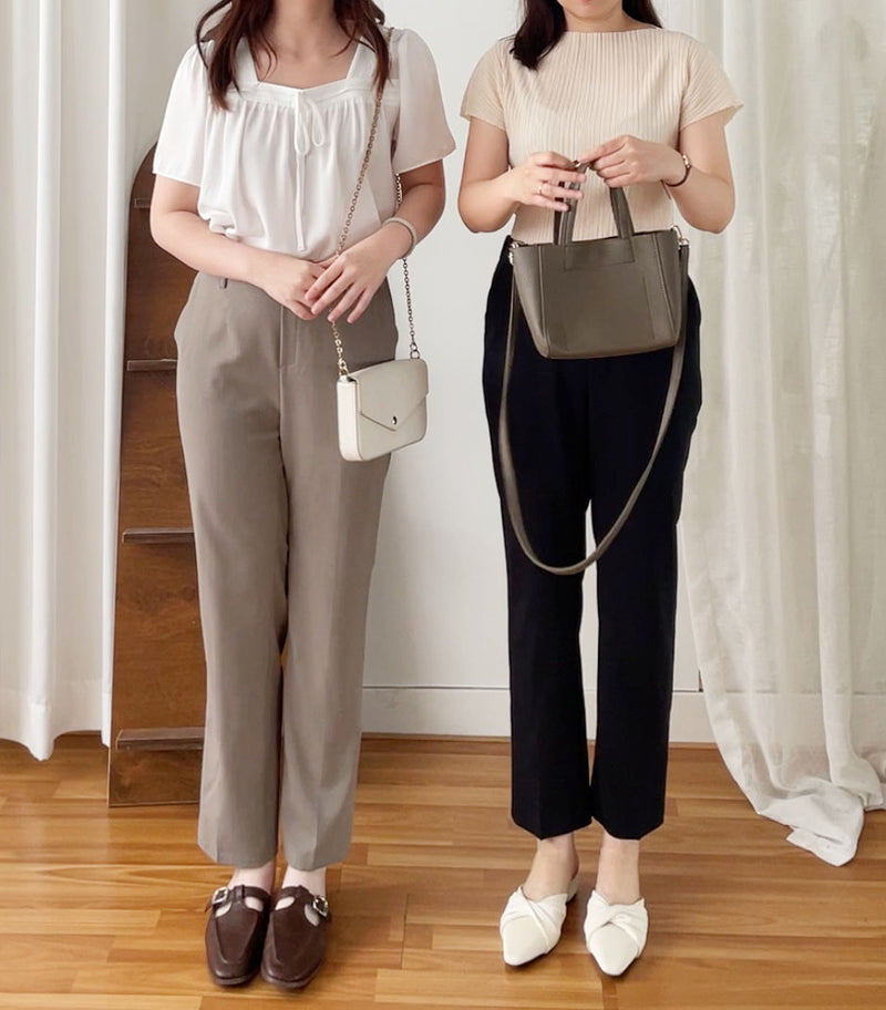 (全條彈性! 不貼修腳)Basic Comfy, Pants 彈性後橡筋小寬鬆修腳西褲/ PT8433 (部分碼數/色現貨)