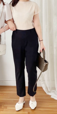 (全條彈性! 不貼修腳)Basic Comfy, Pants 彈性後橡筋小寬鬆修腳西褲/ PT8433 (部分碼數/色現貨)