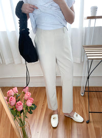 (全條彈性! 不貼修腳)Basic Comfy, Pants 彈性後橡筋小寬鬆修腳西褲/ PT8433 (部分碼數/色現貨)