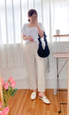 (全條彈性! 不貼修腳)Basic Comfy, Pants 彈性後橡筋小寬鬆修腳西褲/ PT8433 (部分碼數/色現貨)