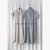 [ BEST ✈️少量現貨 售完即止] Stripe Shirt 幾何無領恤衫暗直紋口袋綁帶長裙, Dress/ DS9296