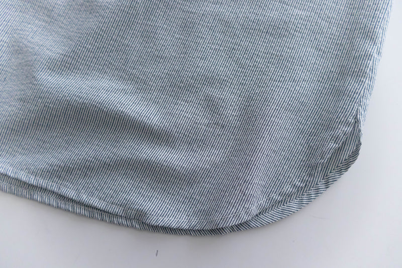 [ BEST ✈️少量現貨 售完即止] Stripe Shirt 幾何無領恤衫暗直紋口袋綁帶長裙, Dress/ DS9296