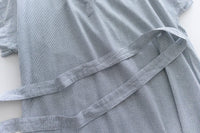 [ BEST ✈️少量現貨 售完即止] Stripe Shirt 幾何無領恤衫暗直紋口袋綁帶長裙, Dress/ DS9296