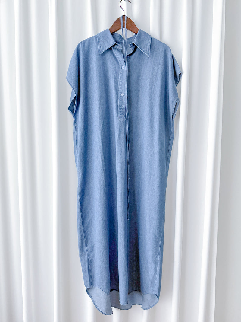 Chambray Shirt Dress 日常無肩線牛仔恤衫連身裙/ DS9973