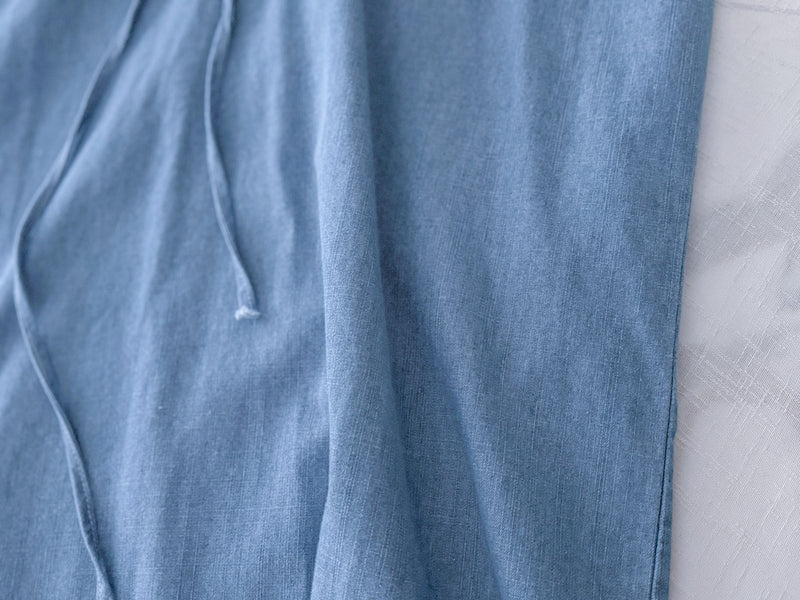 Chambray Shirt Dress 日常無肩線牛仔恤衫連身裙/ DS9973