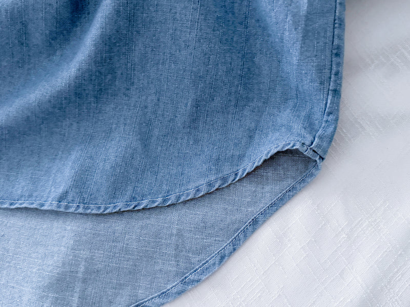 Chambray Shirt Dress 日常無肩線牛仔恤衫連身裙/ DS9973