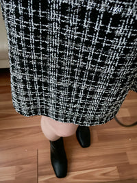 Tweed Dress 混閃十字線合身後橡筋膝上連身裙/ DS9788 (black sold out)