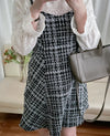 Tweed Dress 混閃十字線合身後橡筋膝上連身裙/ DS9788 (black sold out)