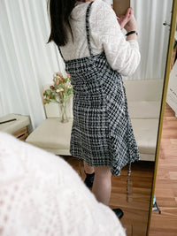 Tweed Dress 混閃十字線合身後橡筋膝上連身裙/ DS9788 (black sold out)