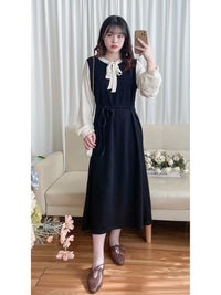 (限定熱賣重開❗) Spliced Dress 防皺彈性顯瘦拼色連身裙/ DS9767