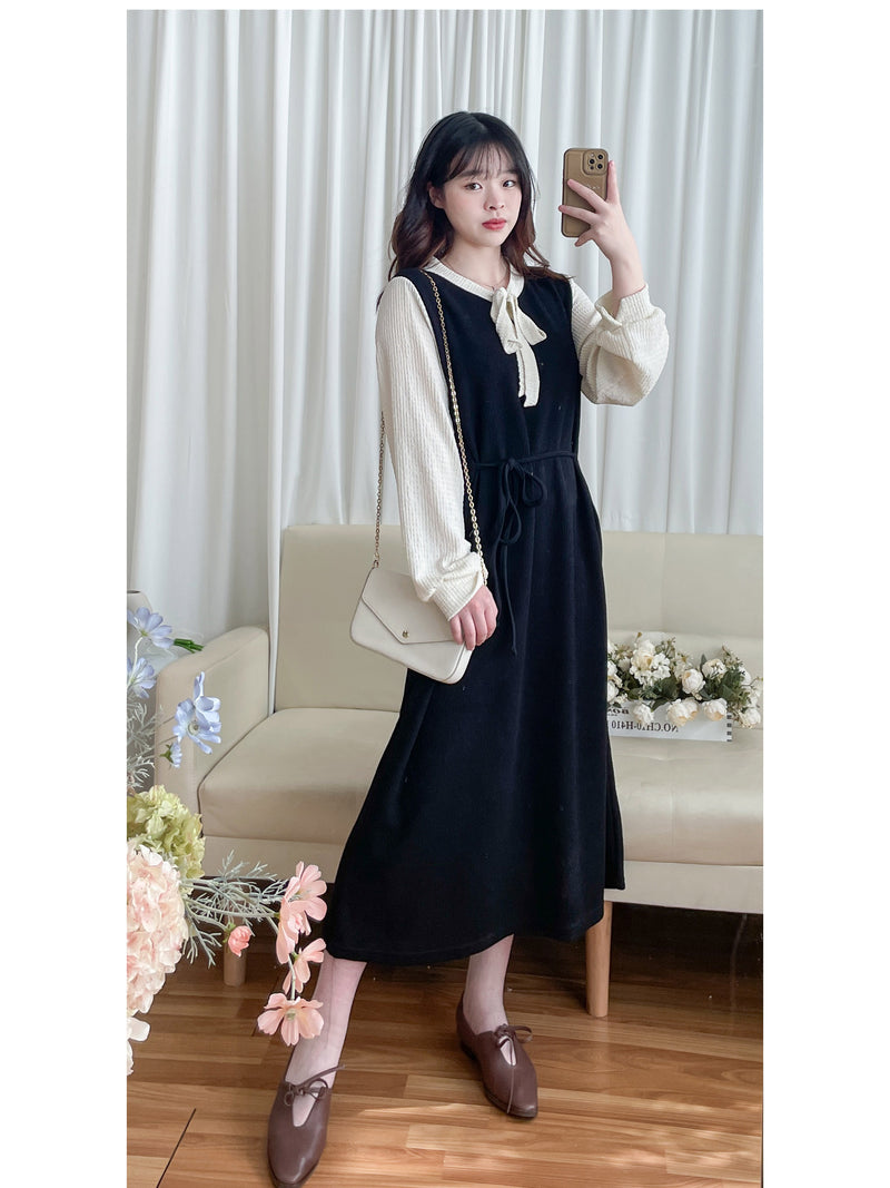 (限定熱賣重開❗) Spliced Dress 防皺彈性顯瘦拼色連身裙/ DS9767