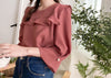 (不透肉雪紡) My ruffle Pearl, Blouse 不透肉雪紡立體荷葉珍珠手袖上衣/ BU9059