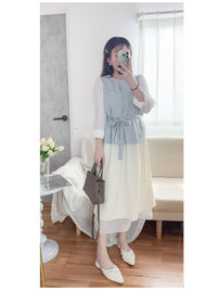 Layers Skirt 全橡筋腰織紋布雙層闊直裙/ SK8875