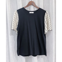 Patterned Sleeve Tee 波浪紋傘手袖彈性上衣/ TP9047