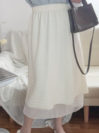 Layers Skirt 全橡筋腰織紋布雙層闊直裙/ SK8875