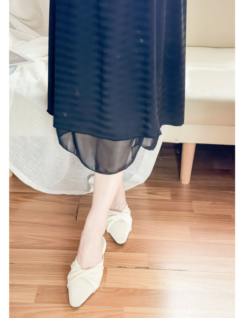 Layers Skirt 全橡筋腰織紋布雙層闊直裙/ SK8875