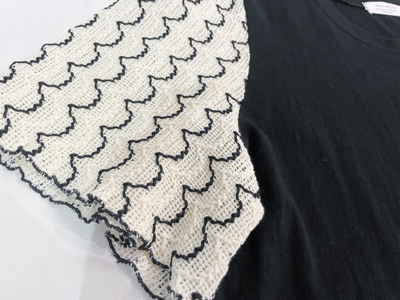 Patterned Sleeve Tee 波浪紋傘手袖彈性上衣/ TP9047