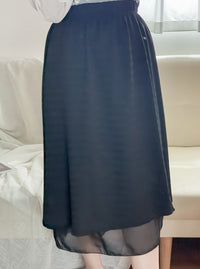 Layers Skirt 全橡筋腰織紋布雙層闊直裙/ SK8875