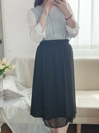 Layers Skirt 全橡筋腰織紋布雙層闊直裙/ SK8875