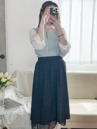 Layers Skirt 全橡筋腰織紋布雙層闊直裙/ SK8875
