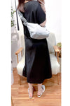 （ V Pleated Dress 裙身顯瘦車褶設計日常連身裙/ DS9631 （black sold out)