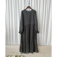 (限定熱賣重開❗) Rhombus Chiffon Dress 菱格雙百褶側束腰顯瘦連身裙/ DS9797 (pre-order 2月13日截單)
