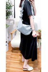 （ V Pleated Dress 裙身顯瘦車褶設計日常連身裙/ DS9631 （black sold out)