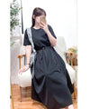 （ V Pleated Dress 裙身顯瘦車褶設計日常連身裙/ DS9631 （black sold out)