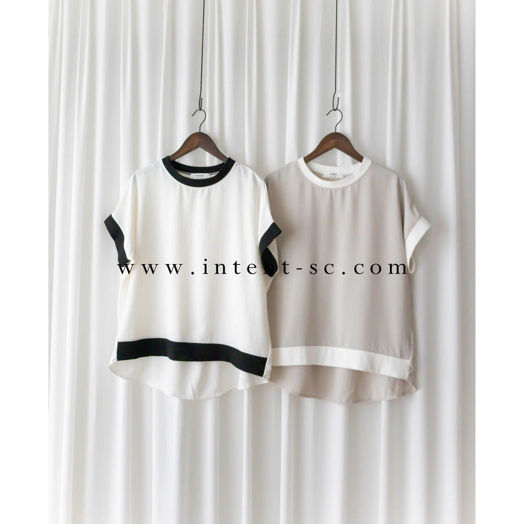 Chiffon SweaterShirt 雙拼色不規則設計雪紡衛衣, Blouse/ TP8890 (beige sold out)