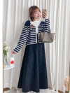 French Stripe Cardigan 法式精緻條紋金鈕小外套/ CD8141