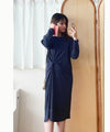 <<✈️𝔽𝔸𝕊𝕋 ℝ𝔼𝕊𝕋𝕆ℂ𝕂 best>> Navy Twist 深藍色側扭紋舒適棉質連身裙, Dress/ DS9356