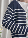 French Stripe Cardigan 法式精緻條紋金鈕小外套/ CD8141