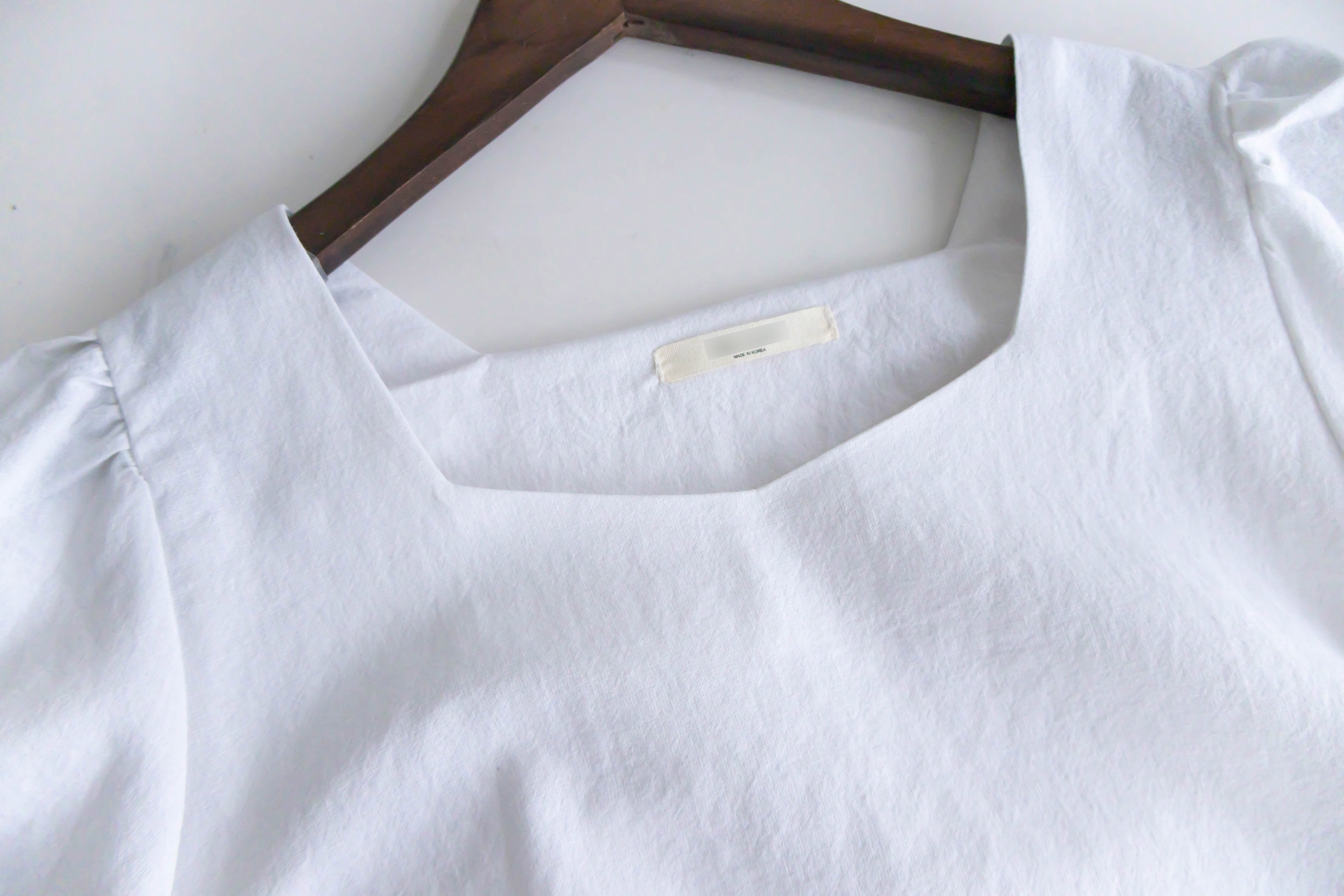 White Collar 白色四邊形領口麻棉上衣, Top/ TP8893