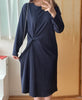 <<✈️𝔽𝔸𝕊𝕋 ℝ𝔼𝕊𝕋𝕆ℂ𝕂 best>> Navy Twist 深藍色側扭紋舒適棉質連身裙, Dress/ DS9356
