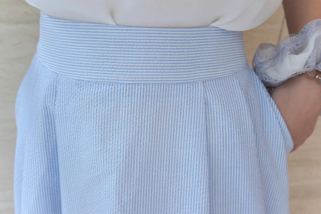 Pocket Stripe 口袋暗直紋後橡筋輕盈半身裙, Skirt/ SK8720