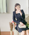 Trench 方領風衣雙排鈕雲石腰帶連身裙, Dress/ DS9333 （navy sold out)