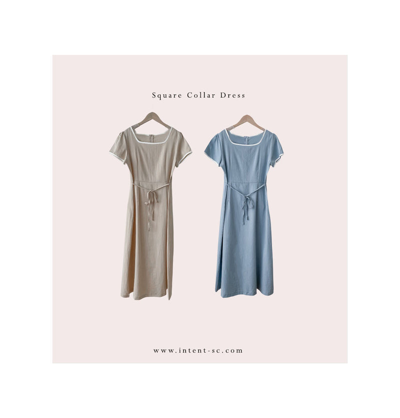Square Collar Dress 方領夏日感後開叉連身裙/ DS9858 (Skyblue sold out)