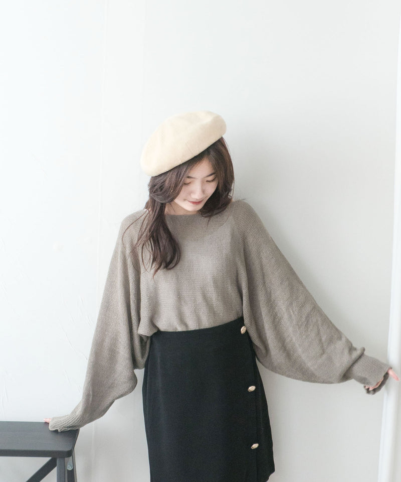 [百搭特別款⏰限時加開訂貨✨］Cape 船領披肩蝙蝠袖寬鬆薄線衫, Knit Top/TP8913