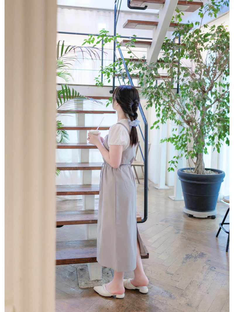 Adjustable Jumpskirt Dress 隨性前口袋抽繩雙吊帶裙/ DS9971