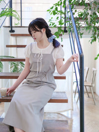 Adjustable Jumpskirt Dress 隨性前口袋抽繩雙吊帶裙/ DS9971