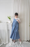 （肩帶可調) Denim 牛仔口袋多層吊帶裙, Dress/ DS9569