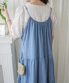 （肩帶可調) Denim 牛仔口袋多層吊帶裙, Dress/ DS9569