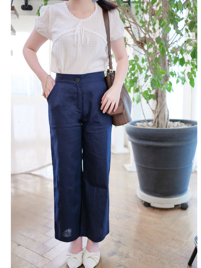 Linen-blend Wide-leg Pants 質感棉麻闊腿褲/ PT8468