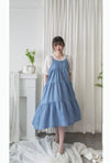 （肩帶可調) Denim 牛仔口袋多層吊帶裙, Dress/ DS9569