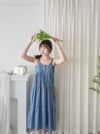 （肩帶可調) Denim 牛仔口袋多層吊帶裙, Dress/ DS9569