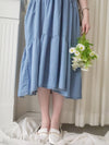 （肩帶可調) Denim 牛仔口袋多層吊帶裙, Dress/ DS9569
