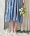 （肩帶可調) Denim 牛仔口袋多層吊帶裙, Dress/ DS9569