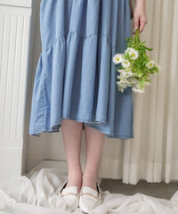 （肩帶可調) Denim 牛仔口袋多層吊帶裙, Dress/ DS9569